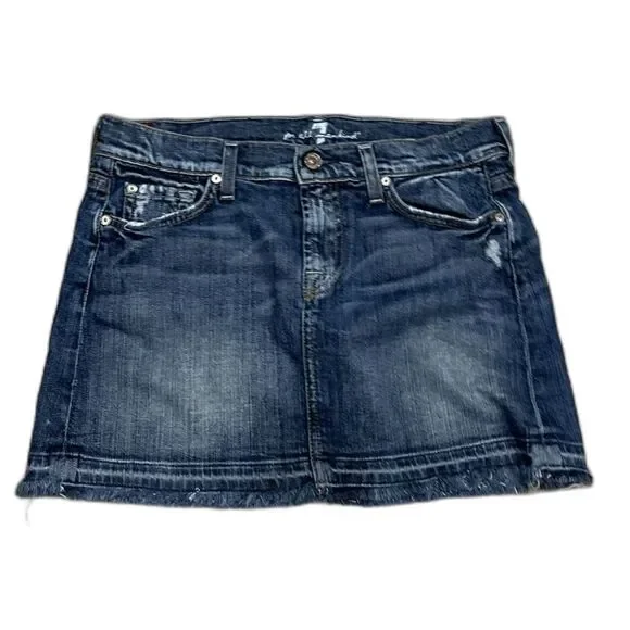 7 For All Mankind Raw Hem Jean Skirt - Size 28 - Picture 2 of 13